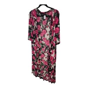 Crazy Train Pink Floral Long Sleeve Duster Cardigan